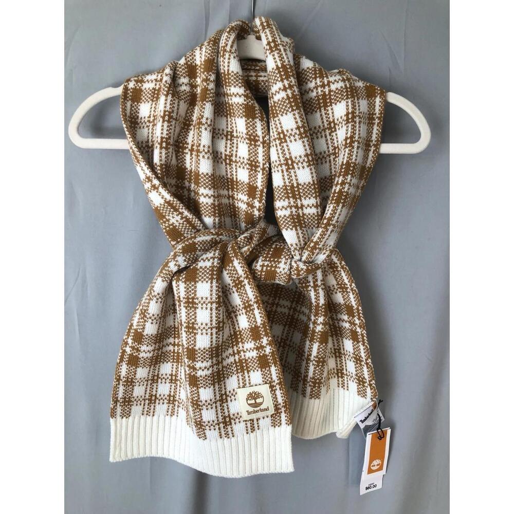 Timberland Scarf Buffalo Plaid Brown/Cream NWT Fall Cozy Soft 60$ MSRP